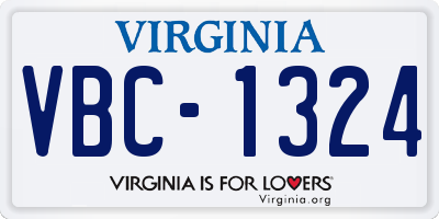 VA license plate VBC1324