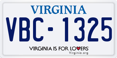 VA license plate VBC1325
