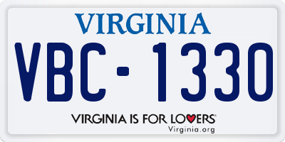 VA license plate VBC1330