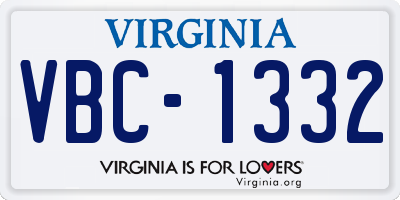 VA license plate VBC1332
