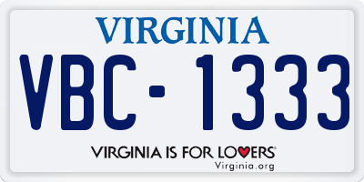 VA license plate VBC1333
