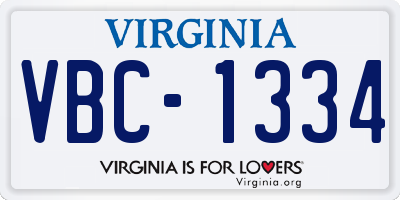 VA license plate VBC1334