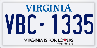 VA license plate VBC1335