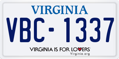 VA license plate VBC1337
