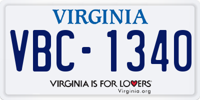 VA license plate VBC1340