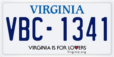 VA license plate VBC1341