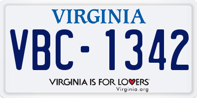 VA license plate VBC1342