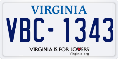 VA license plate VBC1343
