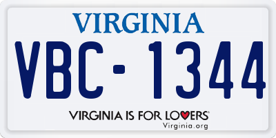 VA license plate VBC1344