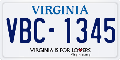 VA license plate VBC1345