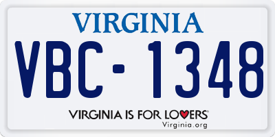 VA license plate VBC1348