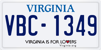 VA license plate VBC1349