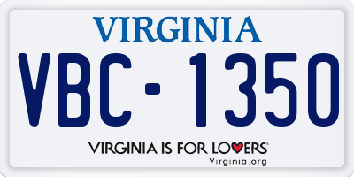 VA license plate VBC1350