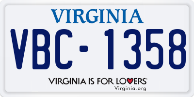 VA license plate VBC1358