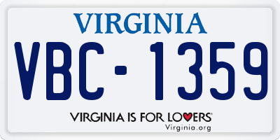 VA license plate VBC1359