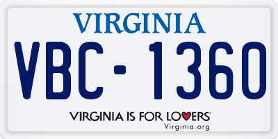 VA license plate VBC1360