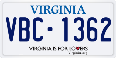 VA license plate VBC1362