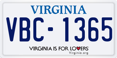 VA license plate VBC1365