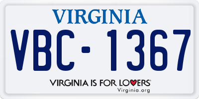VA license plate VBC1367