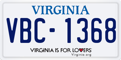 VA license plate VBC1368