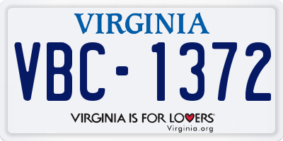 VA license plate VBC1372