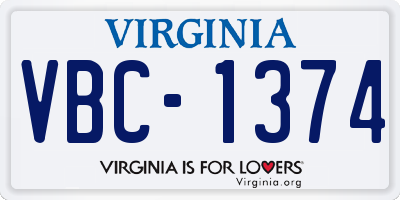 VA license plate VBC1374