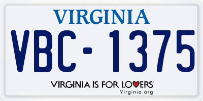 VA license plate VBC1375
