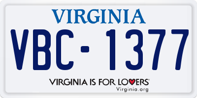 VA license plate VBC1377