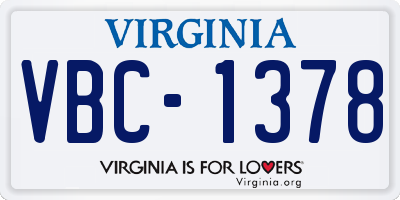 VA license plate VBC1378
