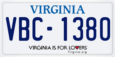 VA license plate VBC1380