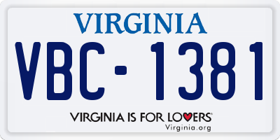 VA license plate VBC1381