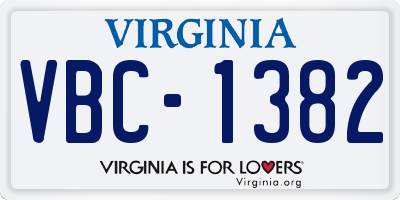 VA license plate VBC1382