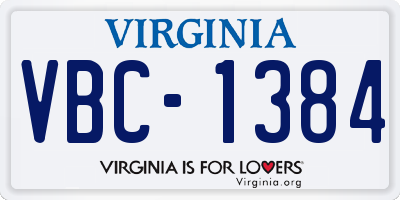 VA license plate VBC1384