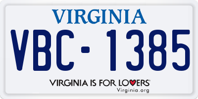 VA license plate VBC1385