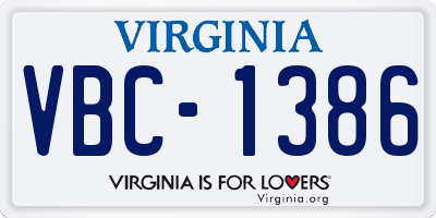 VA license plate VBC1386
