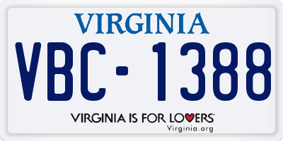 VA license plate VBC1388