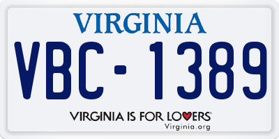 VA license plate VBC1389