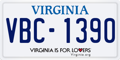 VA license plate VBC1390
