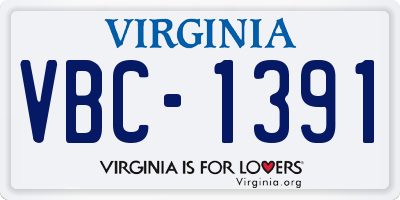 VA license plate VBC1391
