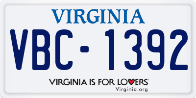 VA license plate VBC1392