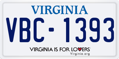 VA license plate VBC1393