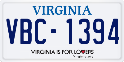 VA license plate VBC1394