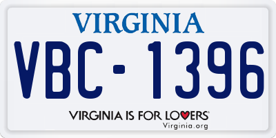 VA license plate VBC1396