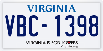 VA license plate VBC1398