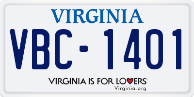 VA license plate VBC1401
