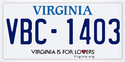 VA license plate VBC1403