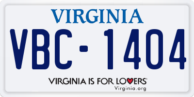 VA license plate VBC1404