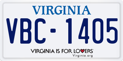 VA license plate VBC1405