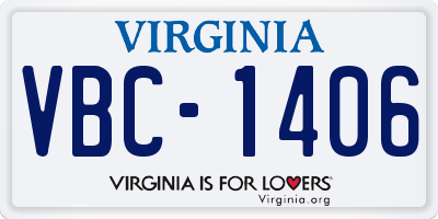 VA license plate VBC1406