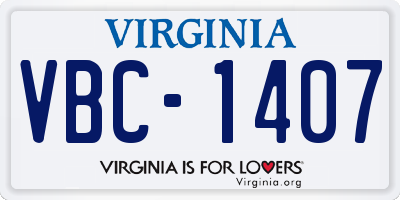 VA license plate VBC1407